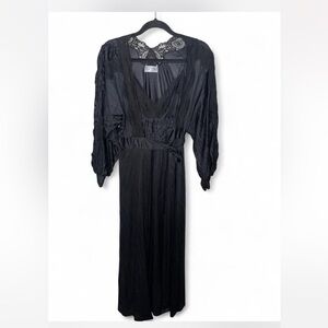 Black Long Sleeve Maxi Dress - Elegant V-Neck Wrap Style